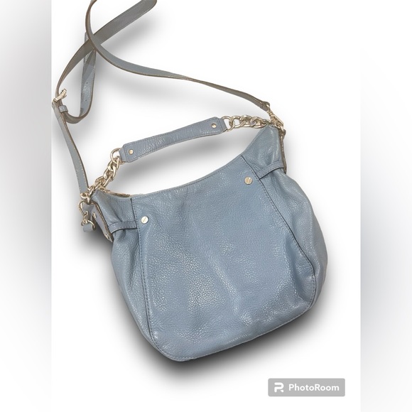 Michael Kors Megan Light Blue Pebbled Leather Handbag - Picture 1 of 4